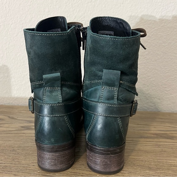 Taos Crave lace up leather combat boots side zip buckle detail teal size 8-8.5 - Picture 10 of 14